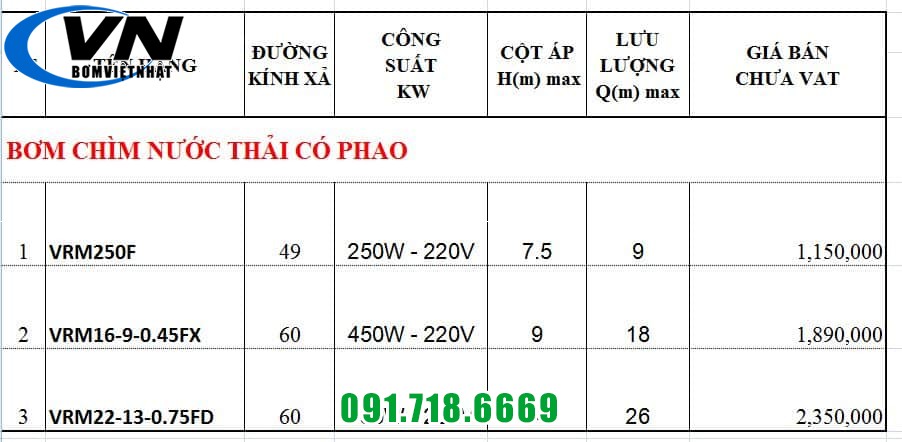 Máy Bơm Chìm Hút Nước Thải VERATTI VRM22-13-0.75FD (Phao) 6 Máy Bơm Chìm Hút Nước Thải VERATTI VRM22-13-0.75FD (Phao) 5
