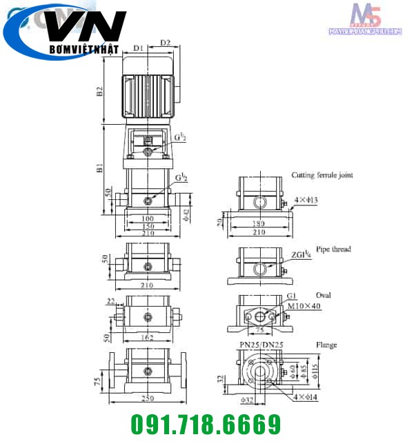 MÁY BƠM LY TÂM TRỤC ĐỨNG NHIỀU TẦNG CÁNH CNP CDL2-13 2HP/380V 6 MÁY BƠM LY TÂM TRỤC ĐỨNG NHIỀU TẦNG CÁNH CNP CDL2-13 2HP/380V 5