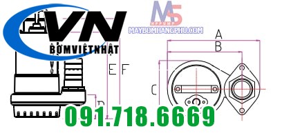 Máy Bơm Chìm Hút Nước Thải NTP HSM250-1.37 205 1/2HP 4 kich thuoc 240 250 1