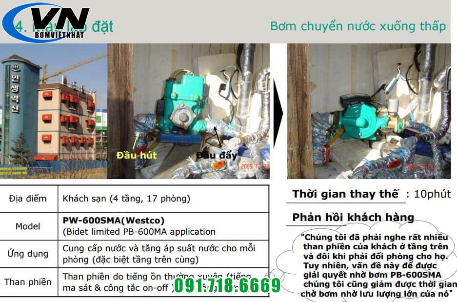 Máy bơm tăng áp điện tử chịu nhiệt Wilo PB-250SEA(dòng hướng lên) 6 mau lăp dat