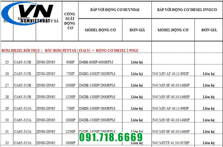 MÁY BƠM CHỮA CHÁY PENTAX ĐỘNG CƠ DIESEL HUYNDAI CA65-315A/D4BH-100HP 6 MÁY BƠM CHỮA CHÁY PENTAX ĐỘNG CƠ DIESEL HUYNDAI CA65-315A/D4BH-100HP 5
