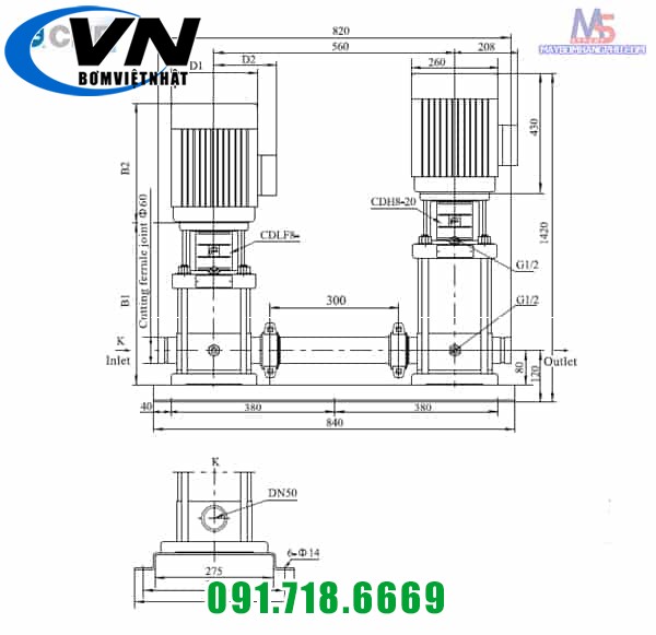 MÁY BƠM LY TÂM TRỤC ĐỨNG NHIỀU TẦNG CÁNH CNP CDLF8-12 5.5HP/380V 6 MÁY BƠM LY TÂM TRỤC ĐỨNG NHIỀU TẦNG CÁNH CNP CDLF8-12 5.5HP/380V 5