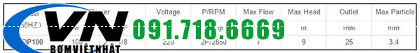 Máy Bơm Chìm Hút Nước Thải MOP 200 0,3HP 7 MOP 12