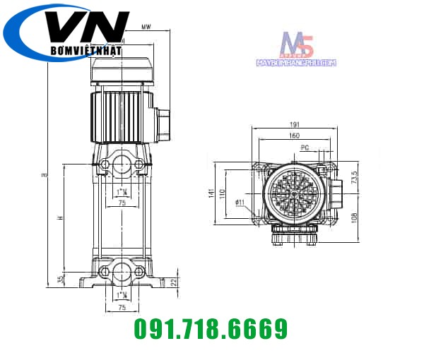 MÁY BƠM LY TÂM TRỤC ĐỨNG CVM AM/12 1.2HP 5 MÁY BƠM LY TÂM TRỤC ĐỨNG CVM AM/12 1.2HP 4
