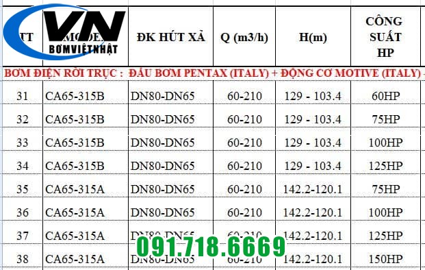 MÁY BƠM CHỮA CHÁY PENTAX ĐỘNG CƠ ĐIỆN CA65-315B 5 MÁY BƠM CHỮA CHÁY PENTAX ĐỘNG CƠ ĐIỆN CA65-315B 4