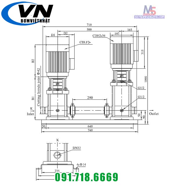 MÁY BƠM LY TÂM TRỤC ĐỨNG NHIỀU TẦNG CÁNH CNP CDLF2-13 2HP/220V 6 MÁY BƠM LY TÂM TRỤC ĐỨNG NHIỀU TẦNG CÁNH CNP CDLF2-13 2HP/220V 5